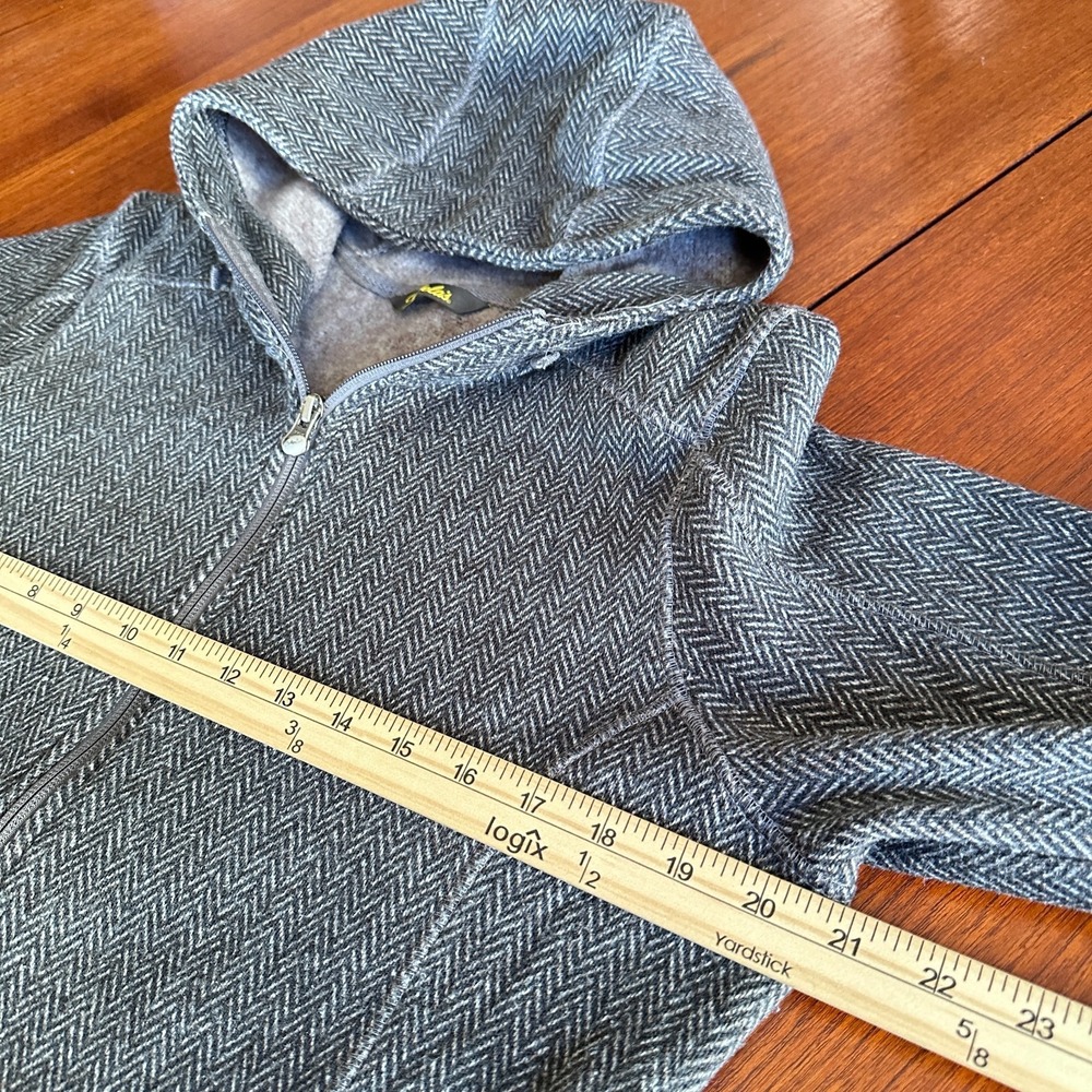 Cabelas Womens Jacket Gray Herringbone Fleece Hooded Long Sleeve Sz L Outdoors - Picture 10 of 16